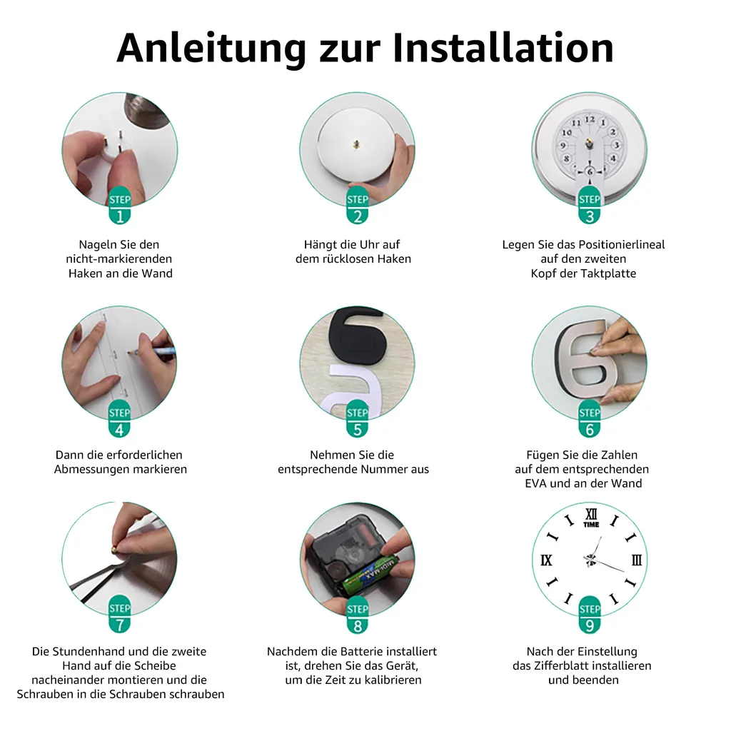 CMYBabee Wanduhr 3D DIY XXL Stumm Acryl-Wanduhr Moderne Designer Wanduhr 3D Wand Uhr Home Office Schule Dekoration Riesig 80-120cm – Bild 8