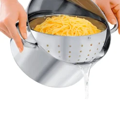 BEYOND® Edelstahl Kochtopf 24 Cm, Mit Glasdeckel Und Herausnehmbarem Siebeinsatz