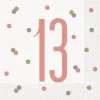Unique 16 Servietten 13. Geburtstag Roségold