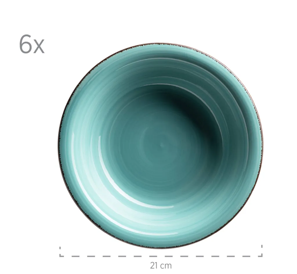 Maeser Mäser 931614 Kombiservice Lumaca Für 6 Personen, Steingut, Türkis (1 Set, 30-teilig) – Bild 5