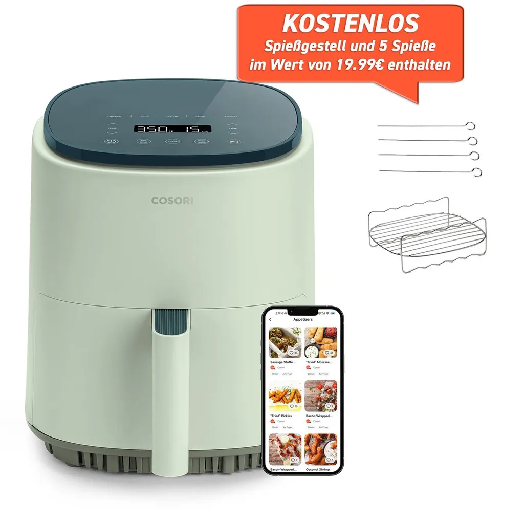 Cosori Lite 3.8-Liter Smart Heißluftfritteuse, 1500W, Grün – Bild 12