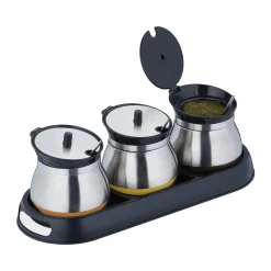 Relaxdays 3er Gewürzgläser Set Mit Tablett