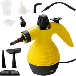 COSTWAY Handdampfreiniger Inkl. 9 Zubehörteil 3 Bar/350ml/1050W/3-5min Aufheizzeit Dampfreiniger Handgerät Gelb