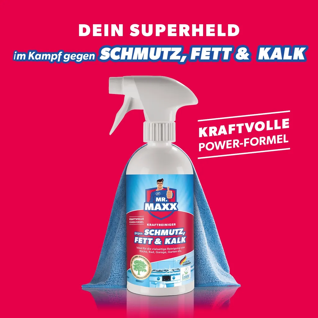 Maxxworld Mr. Maxx Reinigungsmittel Inkl. Sprühflasche + Mikrofasertuch Für Schmutz & Fett & Kalk – Bild 4