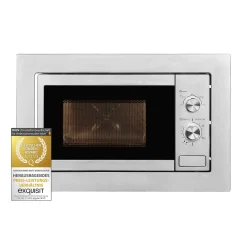 Exquisit Einbau-Mikrowelle EMW10-020 Inox | 700 Watt | Timer | Auftaufunktion | Drehteller 25,5cm