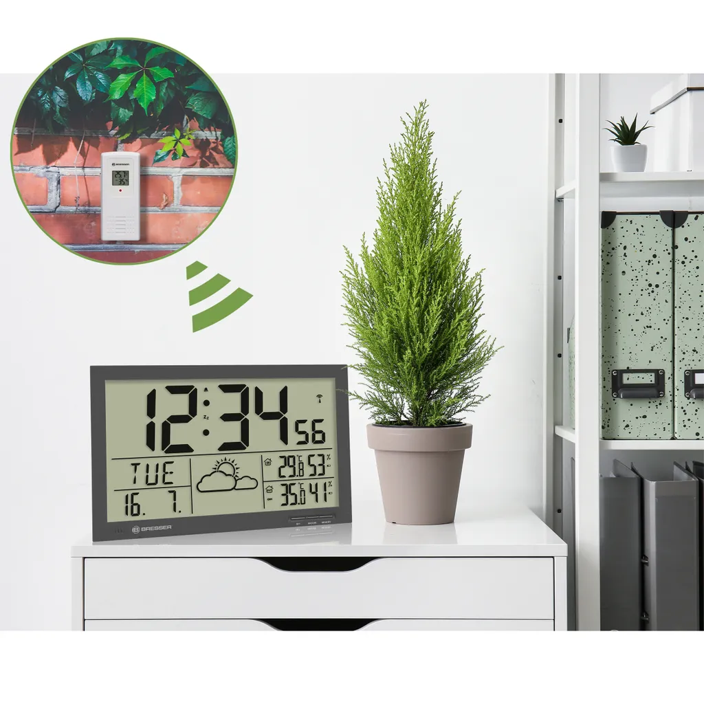 Bresser Wetterstation MyTime Jumbo 37 Cm Grau 2-teilig – Bild 8