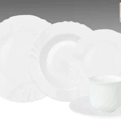 Van-Well Van Well Kombiservice Ebro 30tlg. Rund Aus Hartglas Für 6 Personen Weiß Teller Tassen