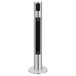 ProfiCare PC-TVL 3090 Tower-Ventilator, Longlife-Profi-Motor, 75° Oszillierend, VoiceControl Und WiFi-Steuerung, Edelstahl, 6 Geschwindigkeitsstufen, Inox-schwarz / Alexa / Google Assistant / App Steuerung
