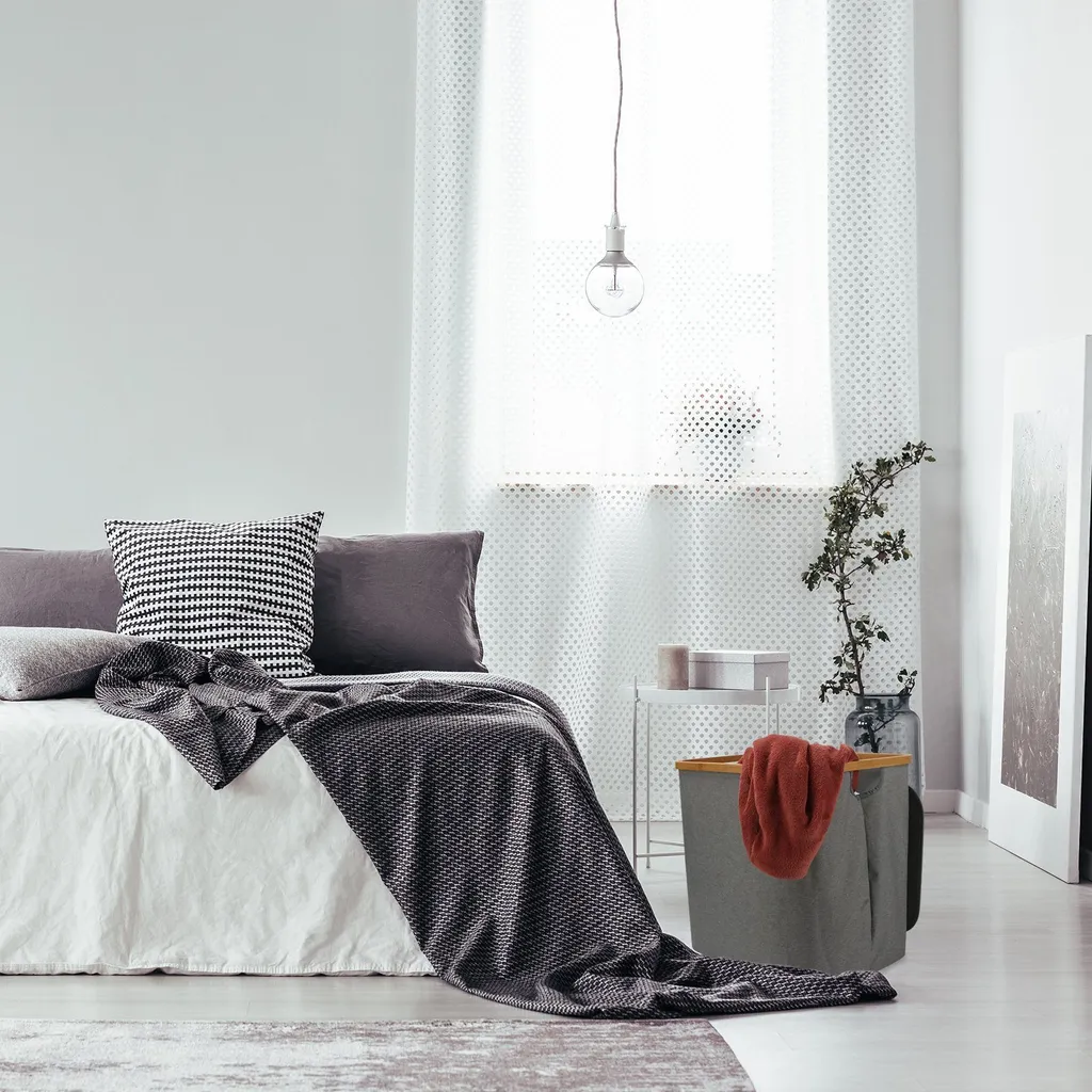 KAHOO Wäschekorb 73L Wäschesammler Aus Bambus + Leinen, 45x36x45cm, Faltbarer Sortier, Wäschebox Mit Deckel Und Griffen, Für Spielzeuge – Bild 9