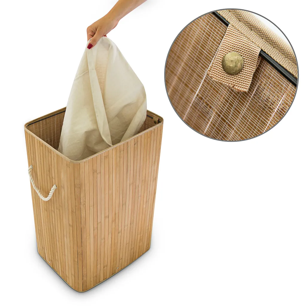 Relaxdays Wäschekorb Bambus Eckig – Bild 6