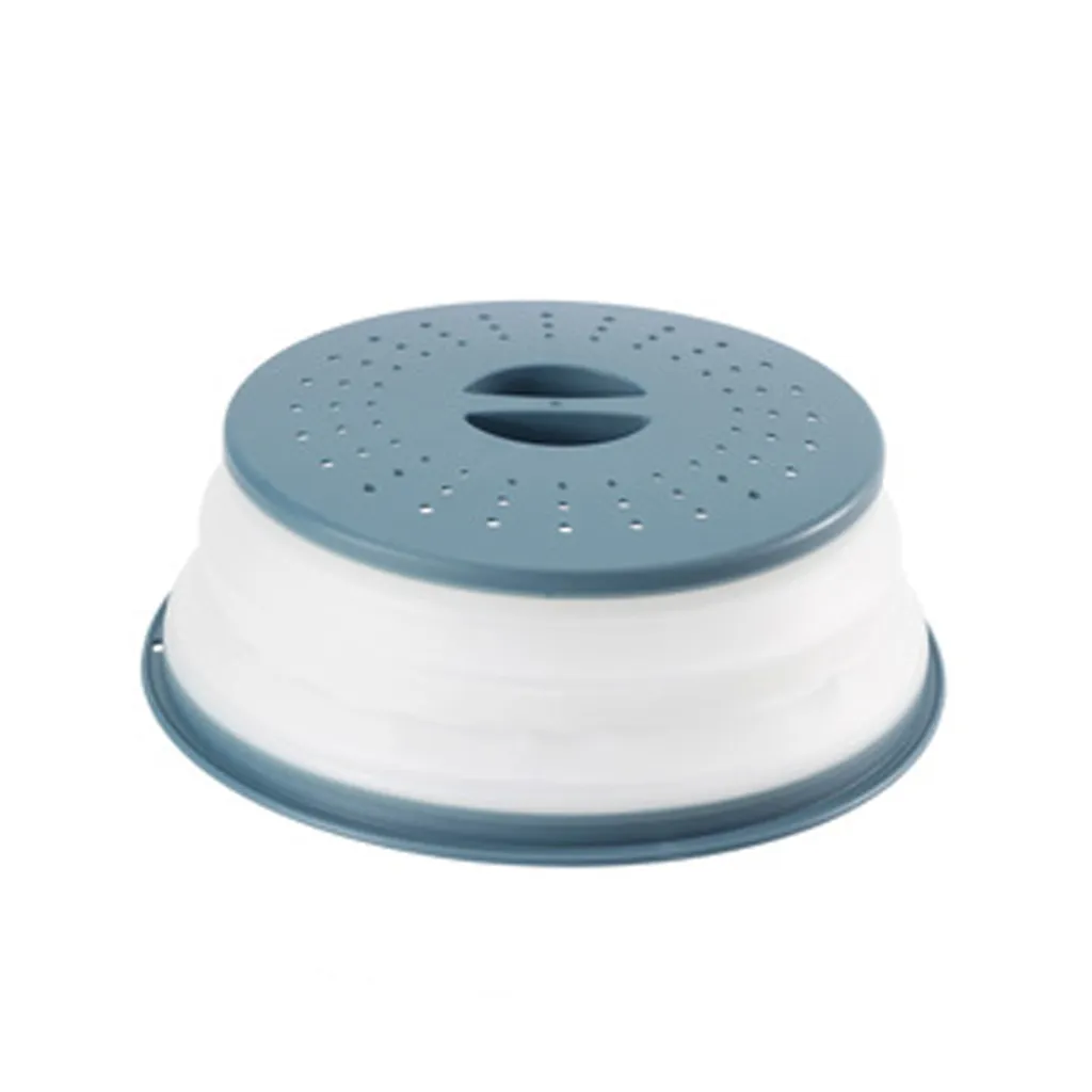 Mmgoqqt Faltbare Mikrowellen-Abdeckplatte Für Lebensmittel, Belüftet, Faltbar, Spritzwassergeschützt, Mikrowellen-Spritzschutz, BPA-freies Silikon & Kunststoff Und Spülmaschinenfest ,Ink-blue Colour