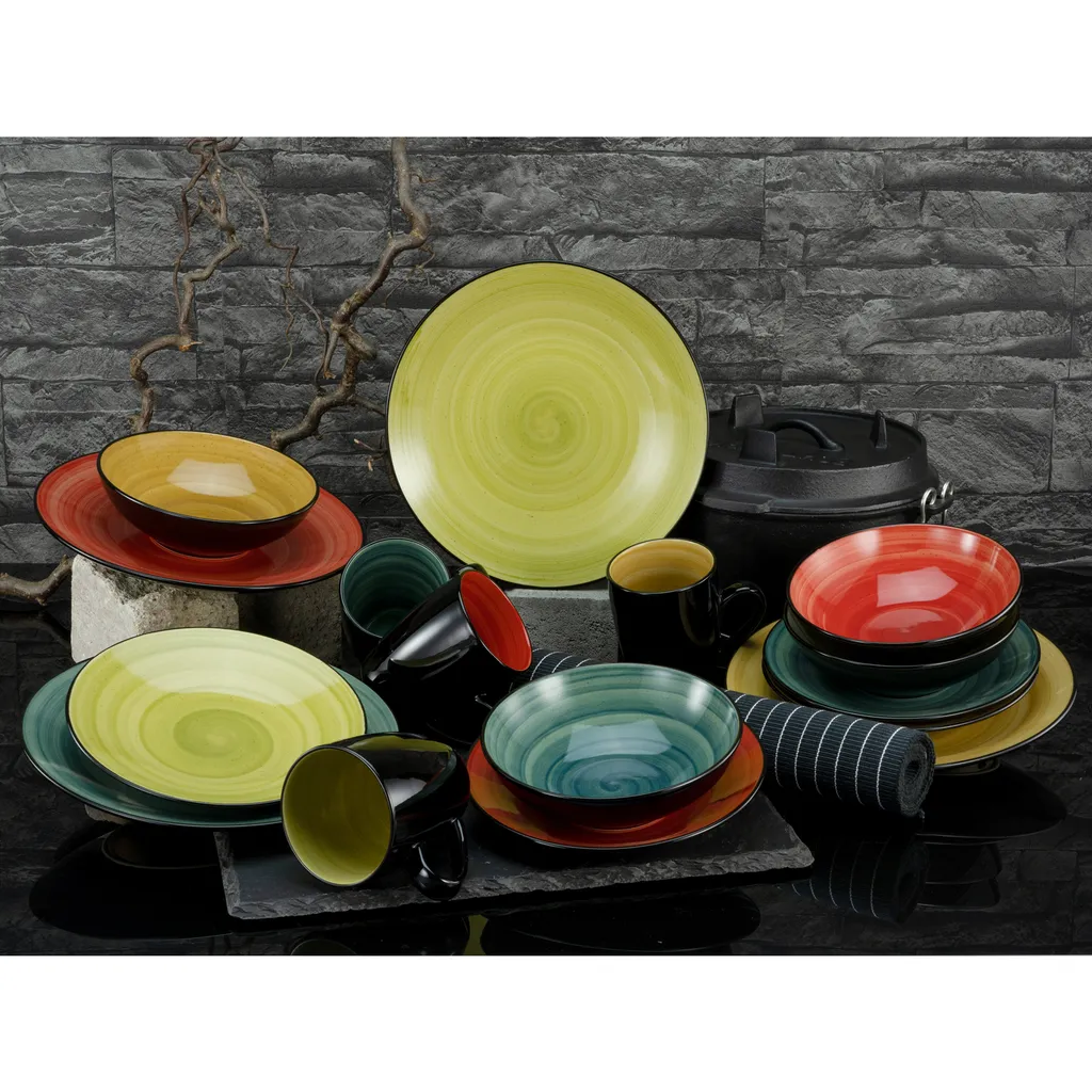 Creatable Porzellanhaus CreaTable 20210 Kombiservice Samoa Für 4 Personen, Steinzeug, Mehrfarbig (1 Set, 16-teilig) – Bild 2