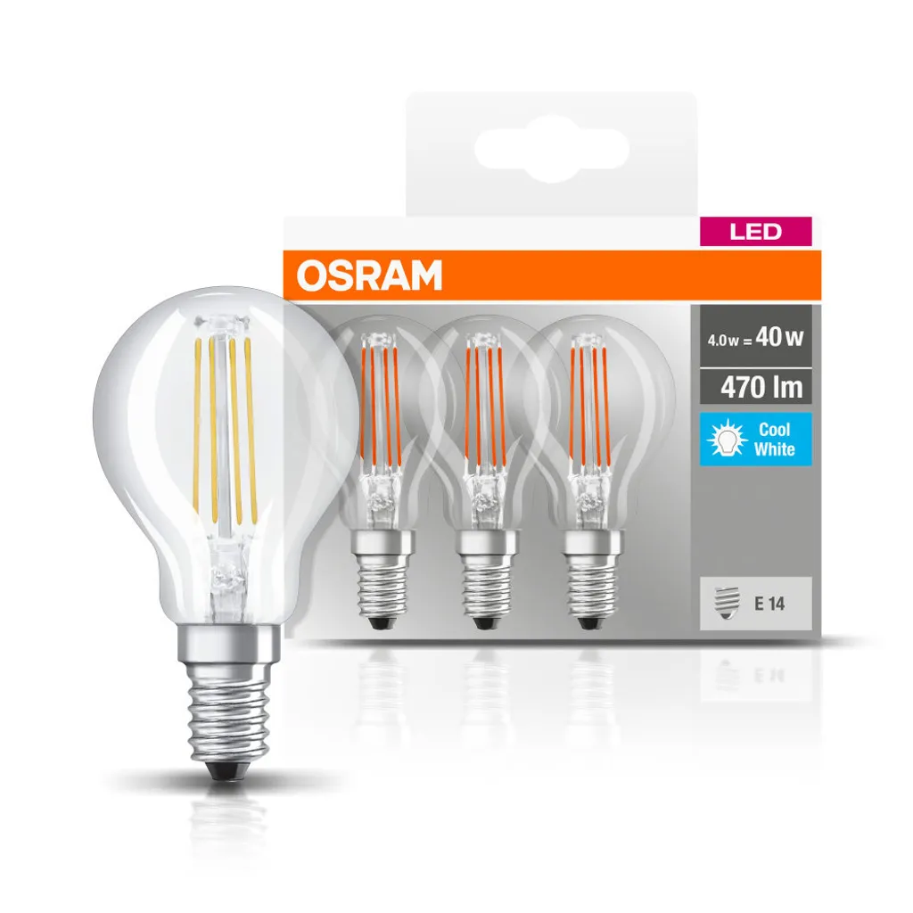 Osram LED-Lampe BASE CLASSIC P, E14, EEK: E, 4 W, 470 Lm, 4000 K, 3 Stück – Bild 4