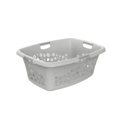 ROTHO Wäschekorb 50 L FLOWERS, Farbe:Grau