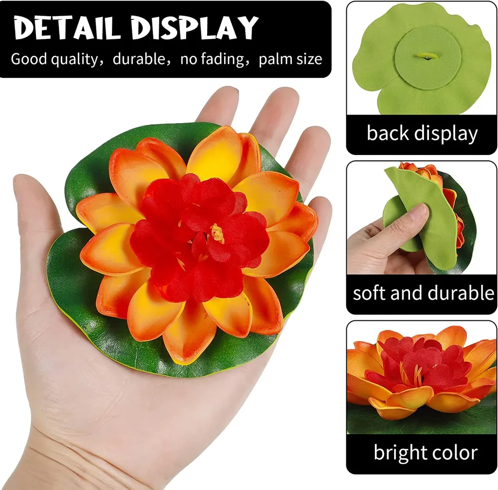 PerfektLeben Stück Schwimmende Seerosen Schwimmende Blumen Künstliche Schwimmende Blumen Für Gartenteichdekoration, Aquarien, Schwimmende Dekorationen Für Schwimmbäder – Bild 4