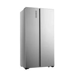 Hisense RS677N4BID - NoFrost - Side By Side - Edelstahl - 519 Liter Gesamtvolumen: 334 Liter Kühlteil & 185 Liter Gefrierteil - LED-Display - LED-Innenbeleuchtung - Inverter-Kompressor - Multi Air Flow - Touch Control