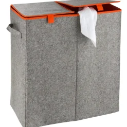 Wenko Wäschesammler Filz Duo Grau/Orange