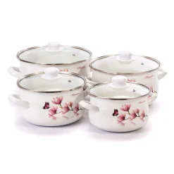 Tadar 8 Tlg TOPFSET Kochtopfset Töpfe Induktionstöpfe Induktion Emaille Mit Glasdeckel