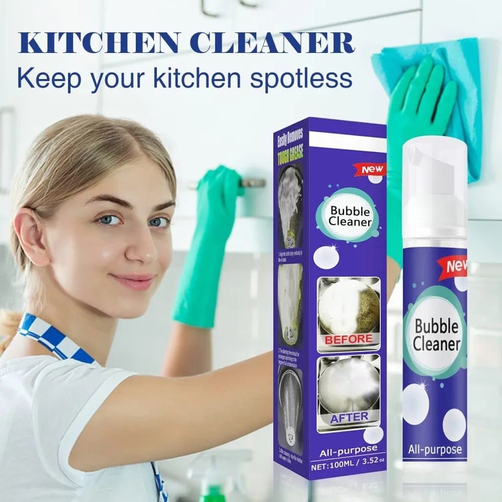 Haobuy Schäumender Schwerölfleckenreiniger 100ml, Allzweck Schaumreiniger, Spülfreies Blasenreiniger Schaum, Bubble Cleaner Allzweck Fleckenentferner, Rinse-Free Küchenfettreiniger Spray – Bild 3