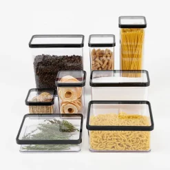 ROTHO Premium Dose Rechteckig 3.2 L LOFT, Farbe:Transparent / Schwarz