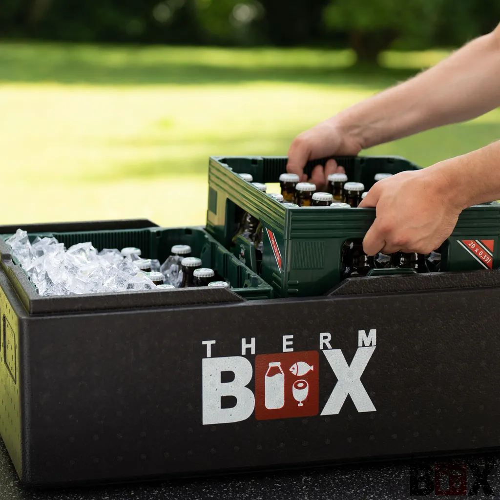 THERM BOX Profibox B53 - Wand: 3cm - Volumen: 53L - Innenmaß: 62,5x42,5x22cm - Wiederverwendbar Isolierbox Thermobox Kühlbox Warmhaltebox - Für E2 Kiste – Bild 6
