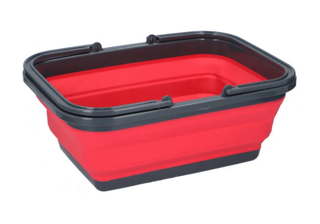 EINKAUFSKORB Faltbar Mit 2 Griffen DUNLOP Waschbecken Tragekorb Campingschüssel Picknickkorb Spülschüssel Faltschüssel Einkaufstasche Camping Picknick Korb 65 (Rot) – Bild 3