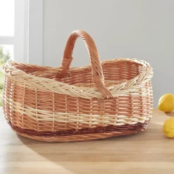 Frank-Flechtwaren Einkaufskorb 'Farbenmix' Füllkorb Flechtkorb Natur Bügel Einkauf Flaschen