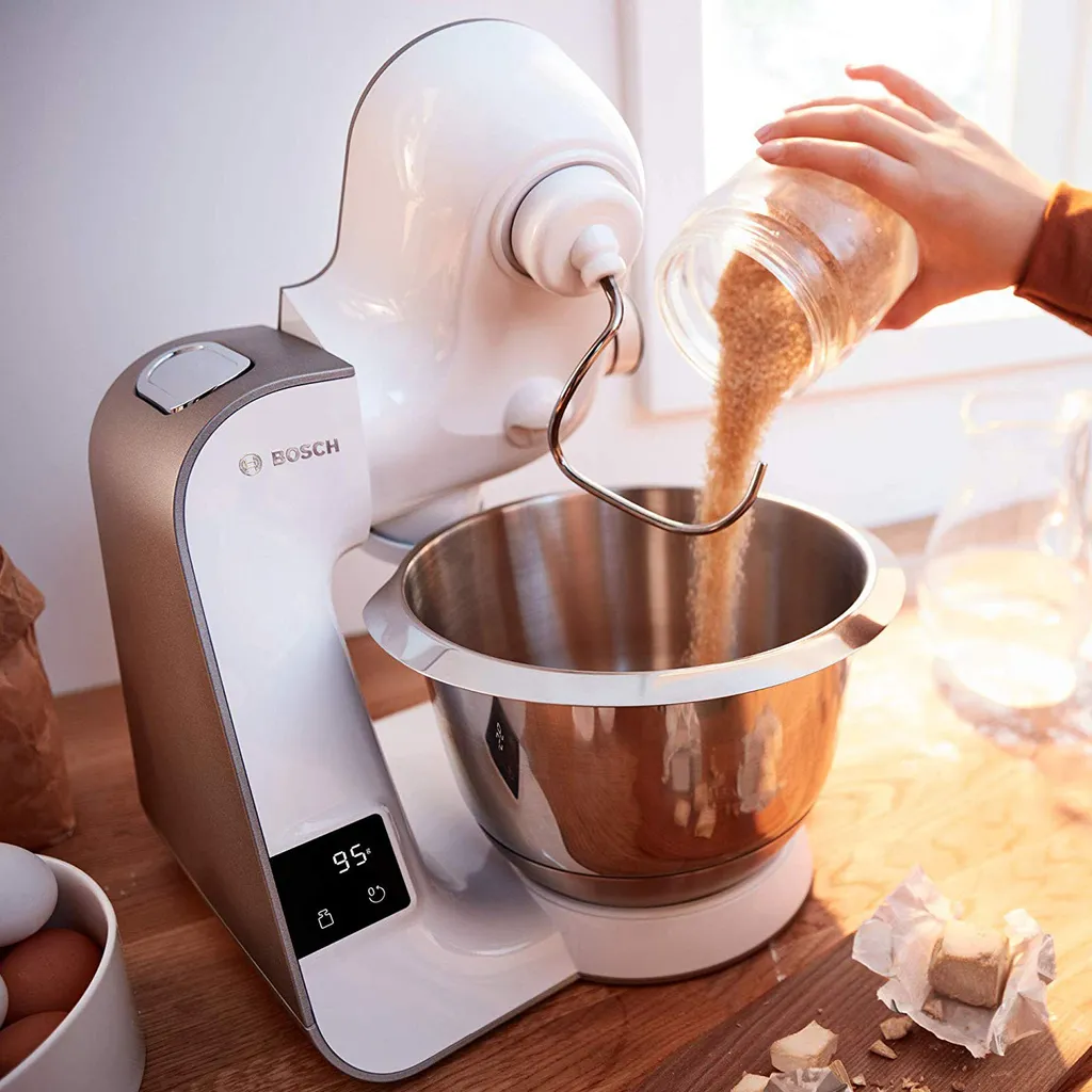 Bosch MUM5XW20 MUM 5 (champagne/weiß) Küchenmaschine, Rührschüssel, Knethaken, Flachrührer, Waage, Mixer-Aufsatz, Schneebesen – Bild 9