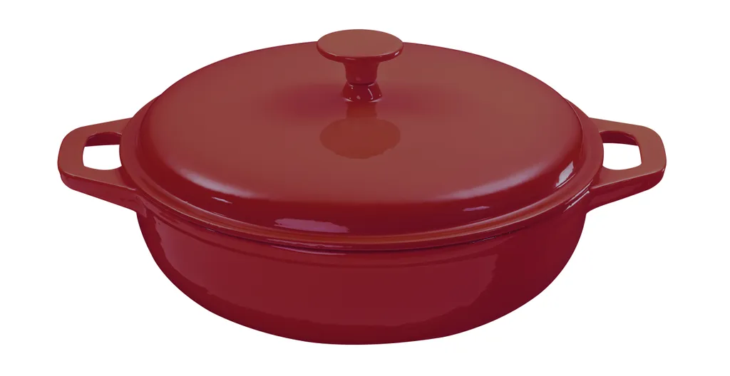 Juergen Klein ø30cm KING® Eisengusstopf / Eisengrussbräter / Farbe: Dunkel-Rot / Ca. 9cm Hoch