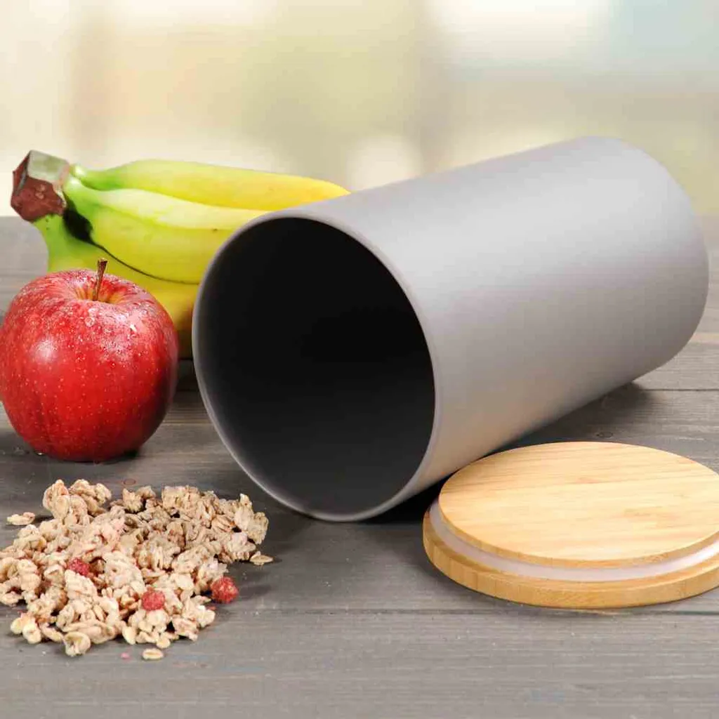 KESPER Vorratsdose, Kunststoff Mit Bambusdeckel, Grau, Ø 11,5 Cm, Höhe: 18,7 Cm, 32601 – Bild 4