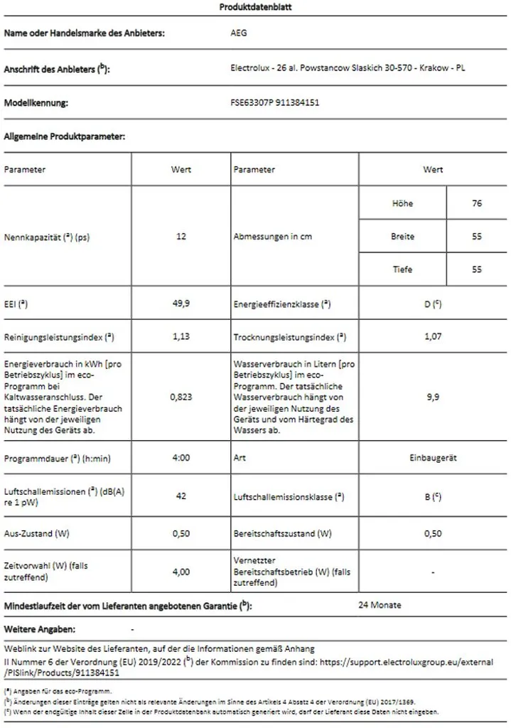 AEG - FSE63307P - Vollintegrierbarer Geschirrspüler - 55 Cm - Hocheinbaufähig – Bild 4
