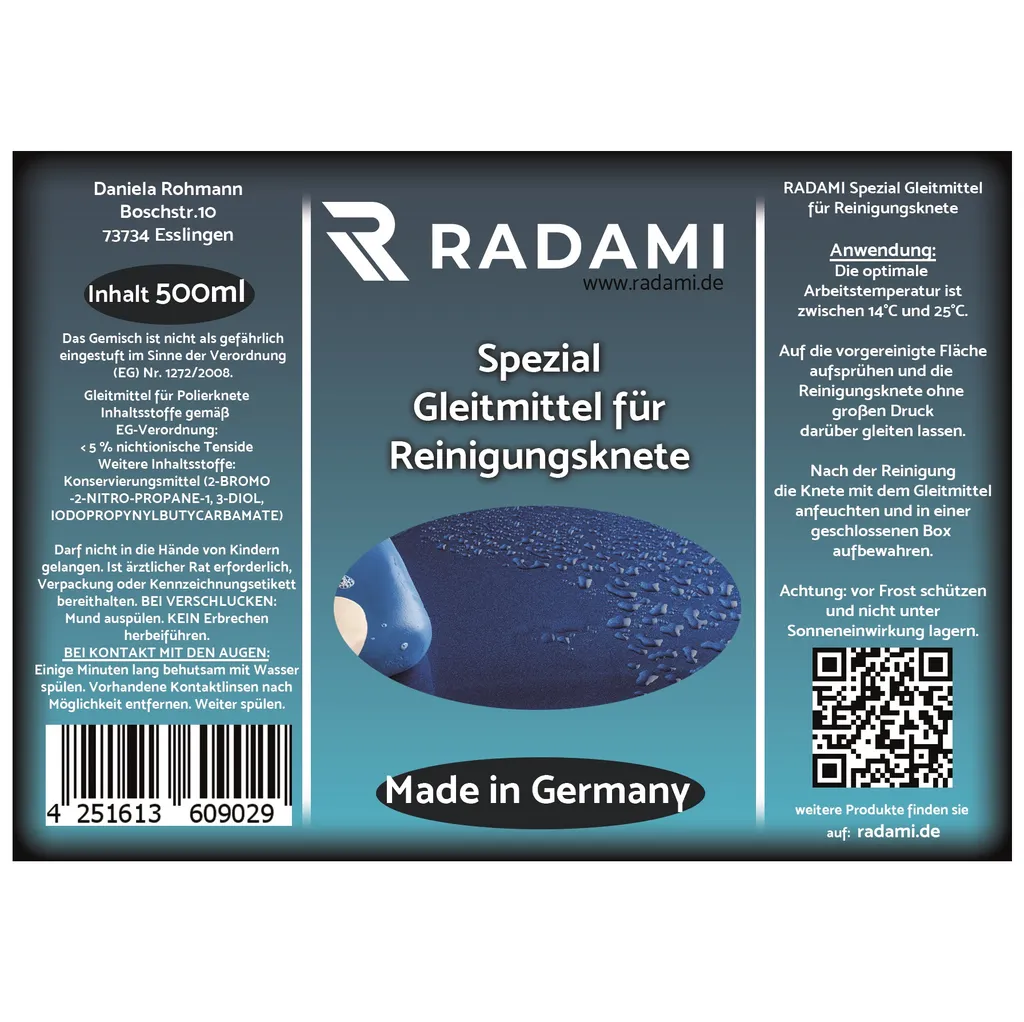 Radami Reinigungsknete 500 Ml Gleitmittel Set 100g Knete/ Grün Medium/ Lackreinigung Lackreiniger – Bild 2