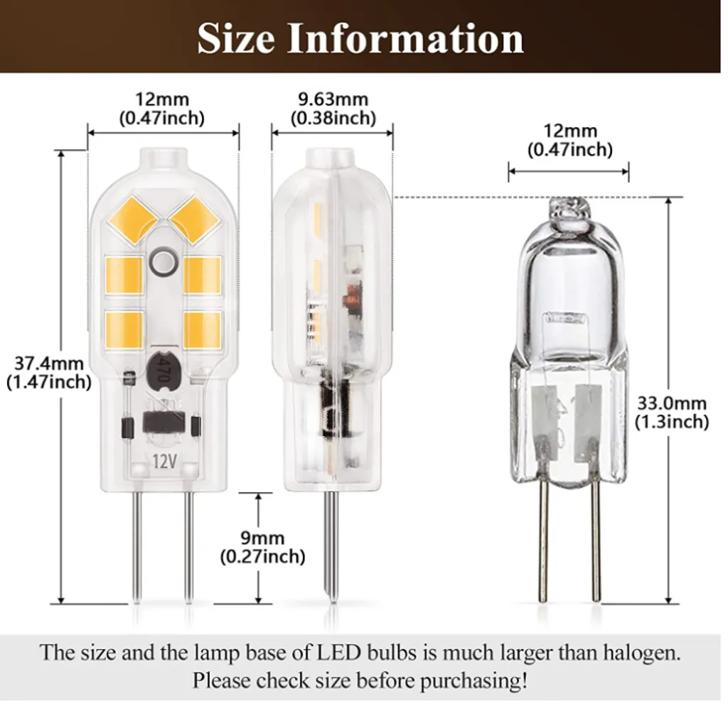 Jefety 10x G4 3W LED Glühbirne Warmweiß AC/DC 12V Birne Leuchtmittel Warmes Licht LEDs – Bild 4