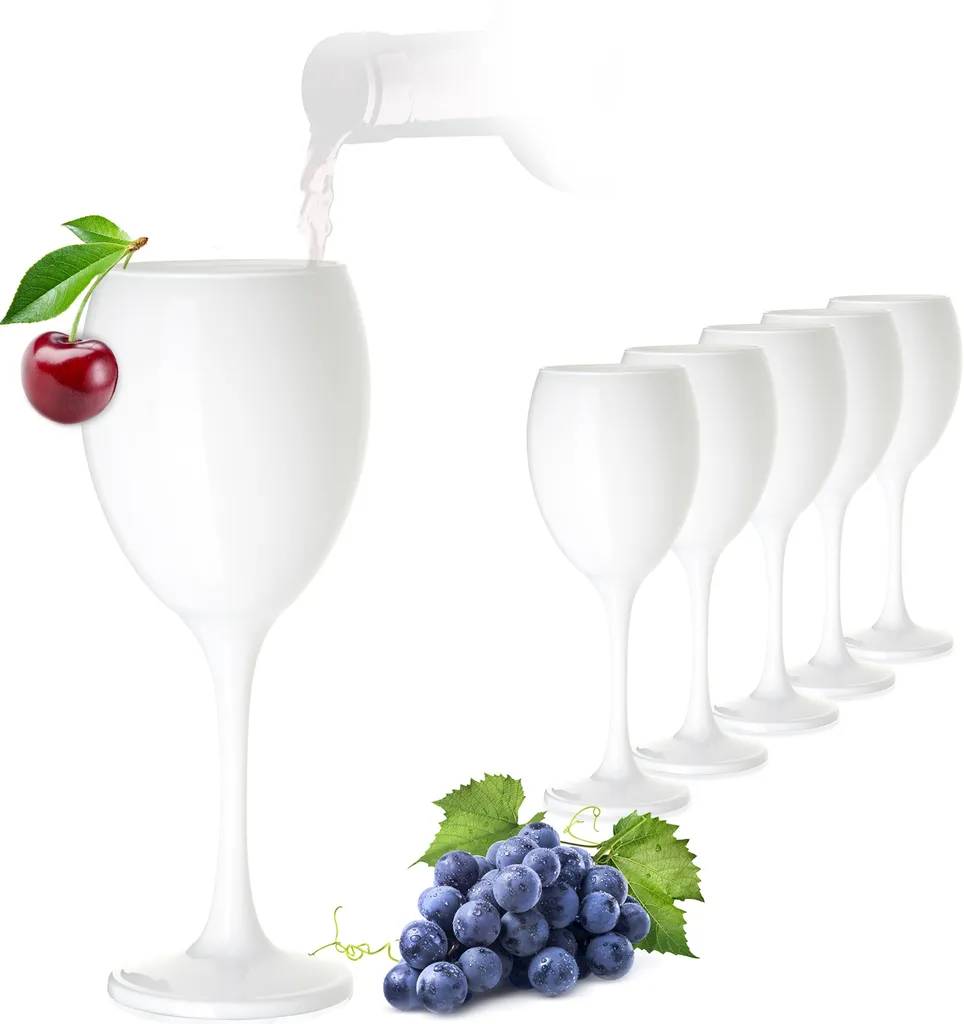 PLATINUX Weiße Weingläser Wasserglas Set 6 Teilig 130ml (max. 320ml) Aus Glas Massiv Weißweingläser Rotweingläser