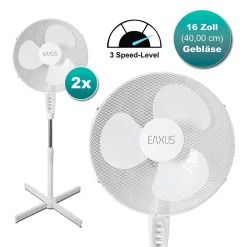 Blauberg Ventilatoren 2 Stück Standventilator Ventilator Weiß Höhenverstellbar Oszillierend Doppelpack Kühler Raum-Lüfter Luft-Erfrischer Lüftung Luft-Entfeuchter