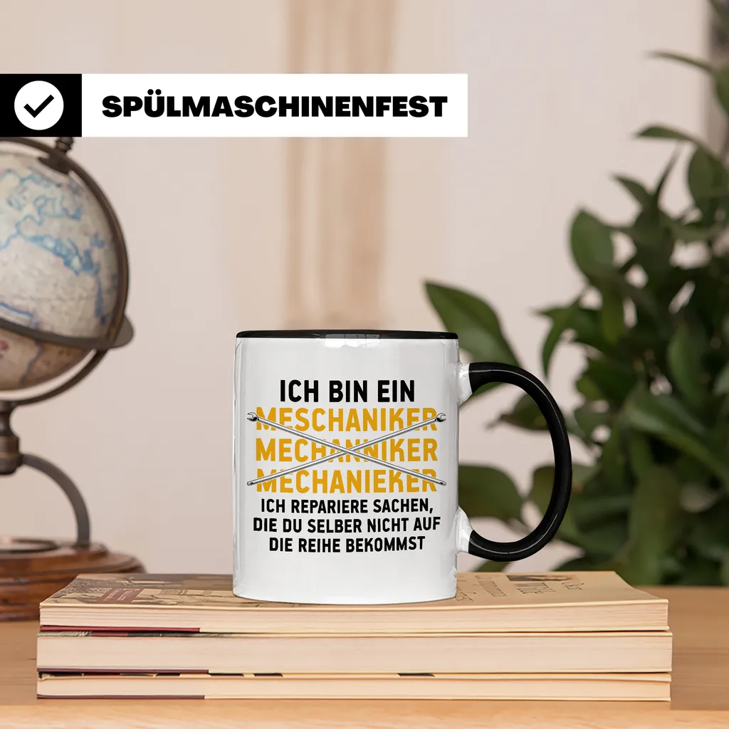 Manisma Lustige Tasse Automechaniker KFZ Mechaniker Geschenk Mechatroniker Werkstatt Tasse (Schwarz) – Bild 2