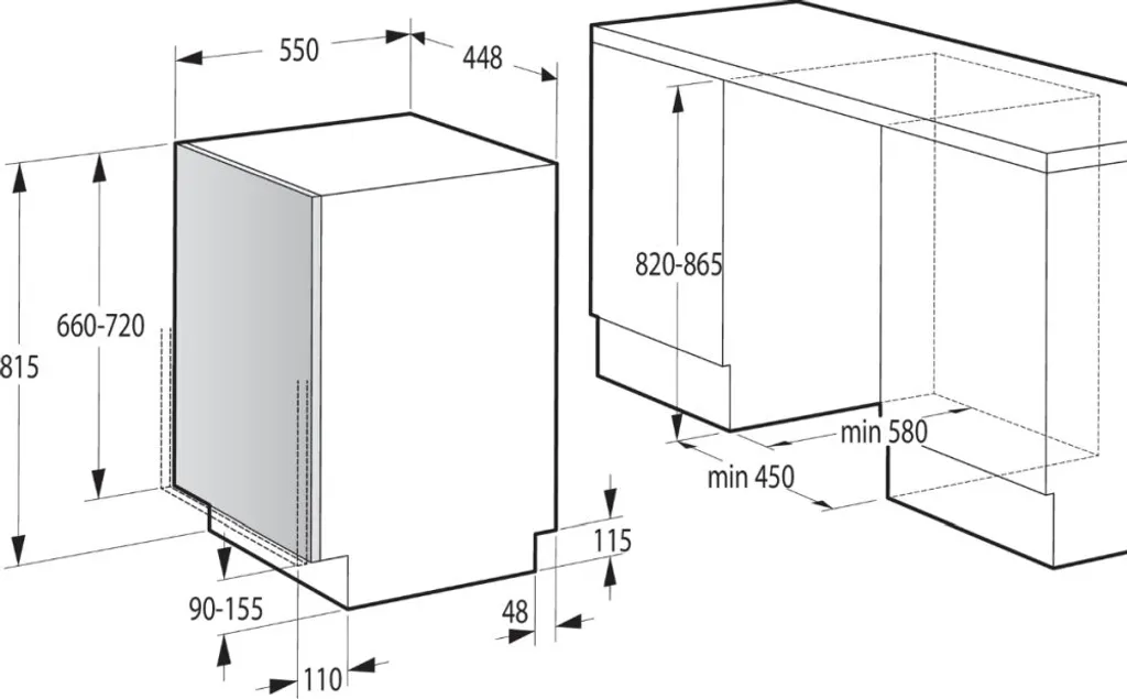 Gorenje GV 520 E 10 EB, Voll Integriert, Slimline (45 Cm), Schwarz, 11 Maßgedecke, 47 DB, Eco 45 ºC, Intensive 60 ºC, Schnell, Spülen, Standard 60 °C – Bild 4