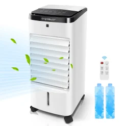 Aigostar 3,5L Mobiler Luftkühler 4-in-1 Mit 3 Stufen, LED Anzeige, Klima Ventilator Mit Fernbedienung, Mobiles Klimagerät Ohne Abluftschlauch Inkl. Timer & Oszillation Aircooler (Weiß/Schwarz)