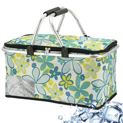 CEPEWA Einkaufskorb Faltbar Mit Thermofunktion "Flower" Grün