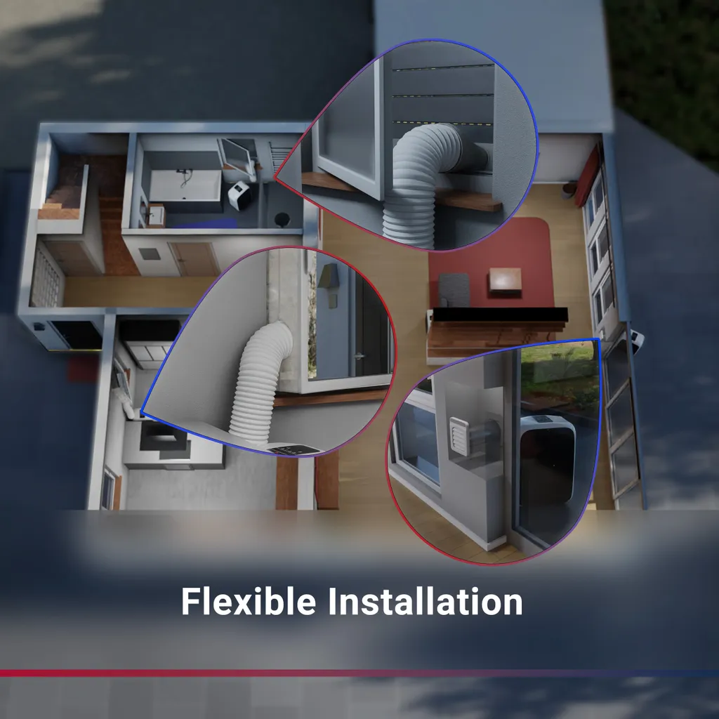 SUNTEC Mobiles Lokales Klimagerät Transform 12.000 Eco R290 | Geeignet Für Räume Bis 130m3 (60 M2) | Inkl. Abluftschlauch | Kühler Und Entfeuchter Mit ökologischem Kühlmittel R290 | 12.000 BTU/h, EEK A – Bild 4
