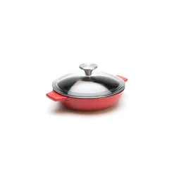 Woll IRON, Servierpfanne Rund Mit Glasdeckel Und Silikongriff, 20 Cm, 5.5 Cm Hoch, Chili Red