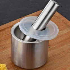 BAYLI - Edelstahl Mörser Mit Stößel & Deckel - Massiver Gewürzmörser Für Die Küche - Bruchfeste Kräutermühle - Gewürzmühle Für Kräuter Und Gewürze - Tabletten Zerkleiner - Tablettenmörser - KitchenAid