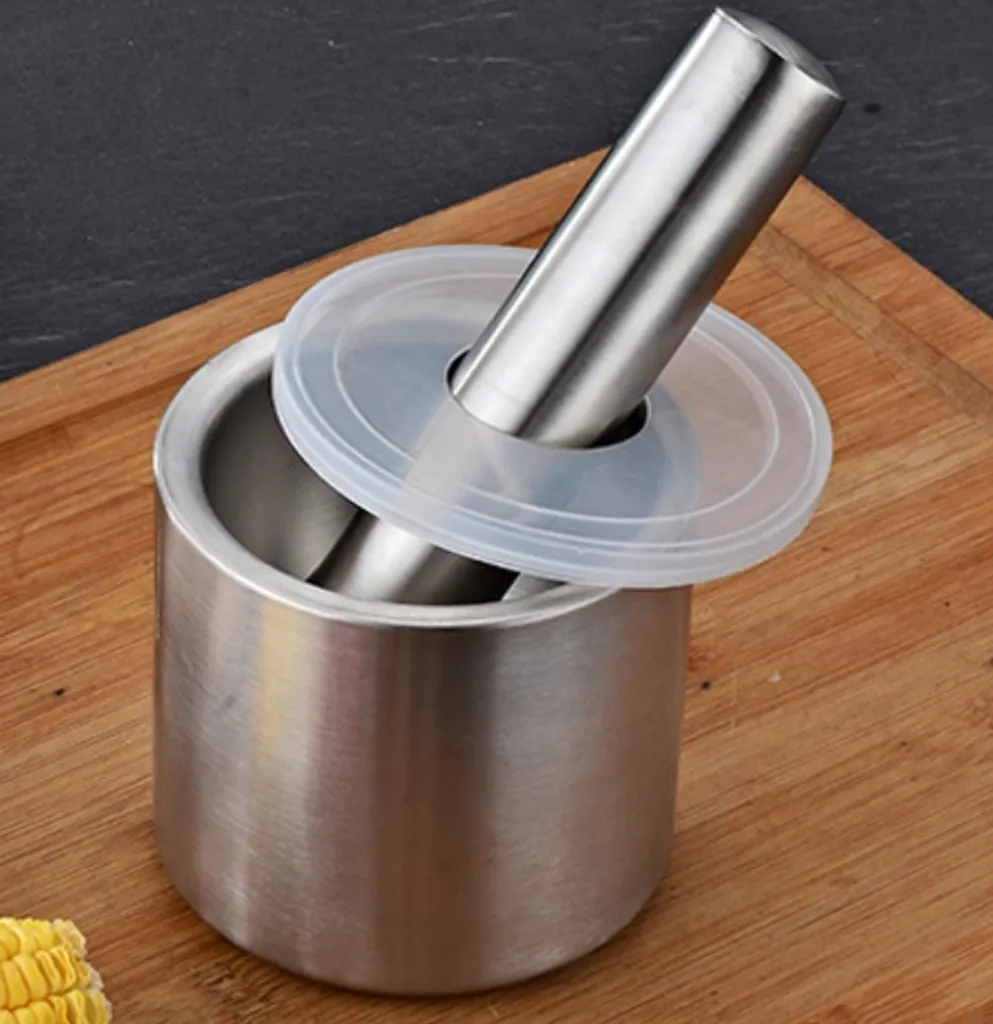 2er Set BAYLI Edelstahl Mörser Mit Stößel & Deckel - Massiver Gewürzmörser Für Die Küche - Bruchfeste Kräutermühle - Gewürzmühle Für Kräuter Und Gewürze - Tabletten Zerkleiner - Tablettenmörser – Bild 2