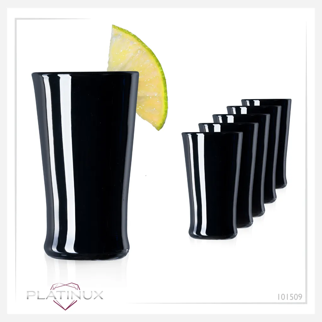 PLATINUX Schwarze Shotgläser Aus Glas Set 6 Teilig Pinnchen Wodkagläser 20ml (max. 30ml) – Bild 4