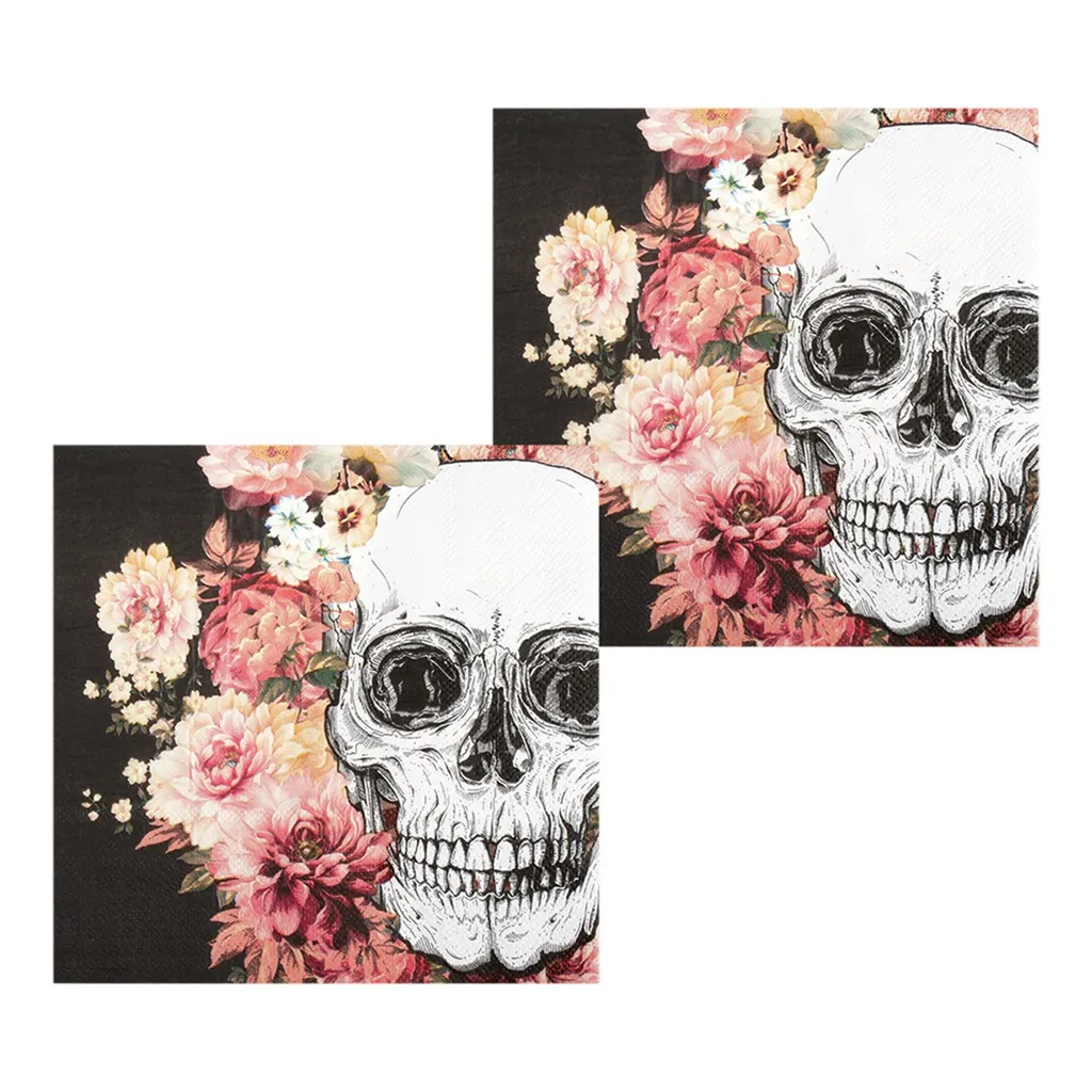 Boland Totenkopf-Servietten Día De Los Muertos Tischedeko 20 Stück Bunt 33x33cm – Bild 2