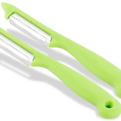 InstrumenteNRW Sparschäler 2er Set Schäler Obst Gemüse Mit Rostfreier Scharfer Pendelklinge Universalschäler Für Rechts Und Linkshänder Allzweckschäler Zum Schälen Von Obst Gemüse Spülmaschinen Geeignet Grün