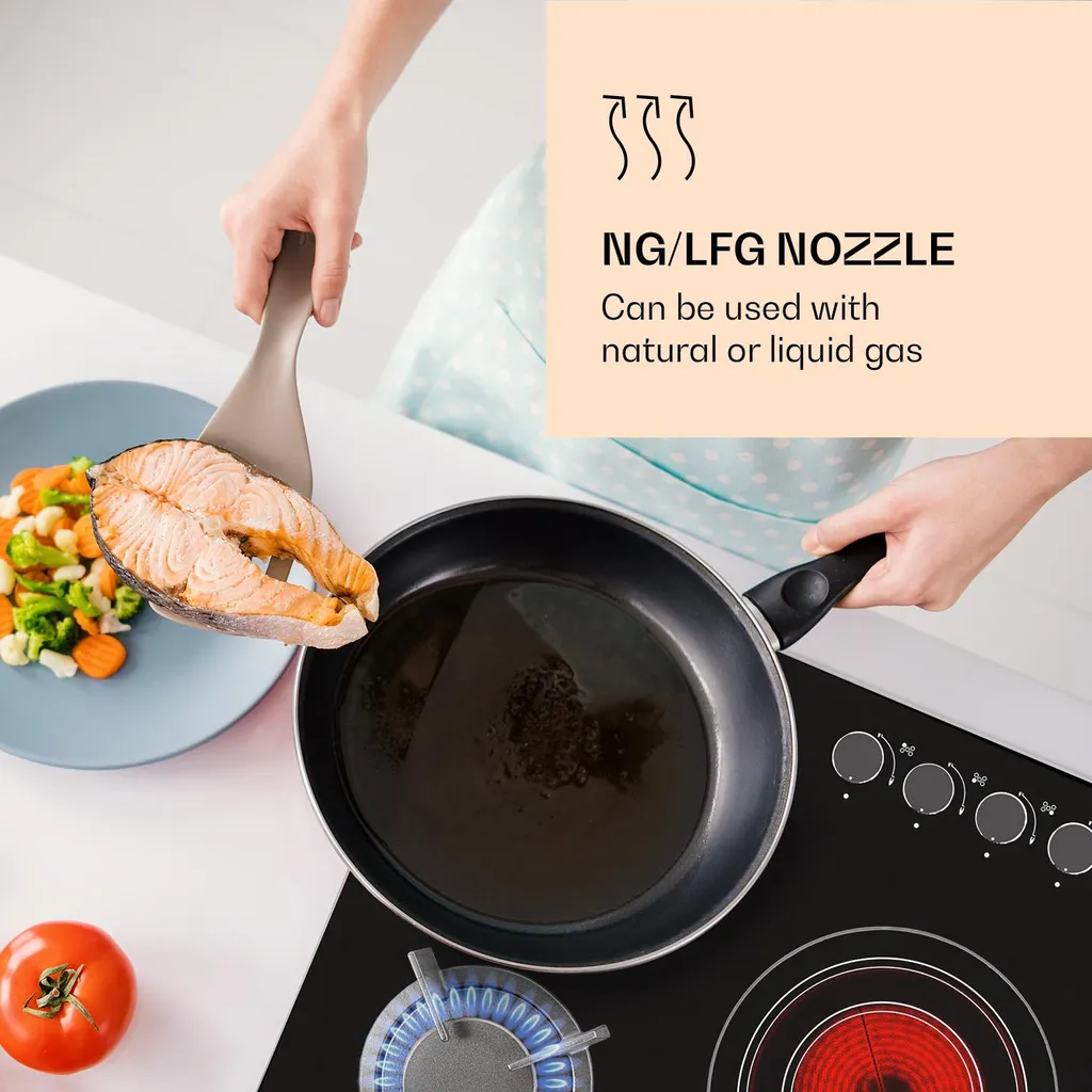 Klarstein MultiChef 5 Kombi-Gaskochfeld Gas/Glaskeramik 5 Zonen – Bild 6