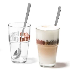 Leonardo Latte Macchiatto Becher 'Solo LM' Mit Löffel, 400ml, Ø 8,5 X 14,7cm (4er Set)