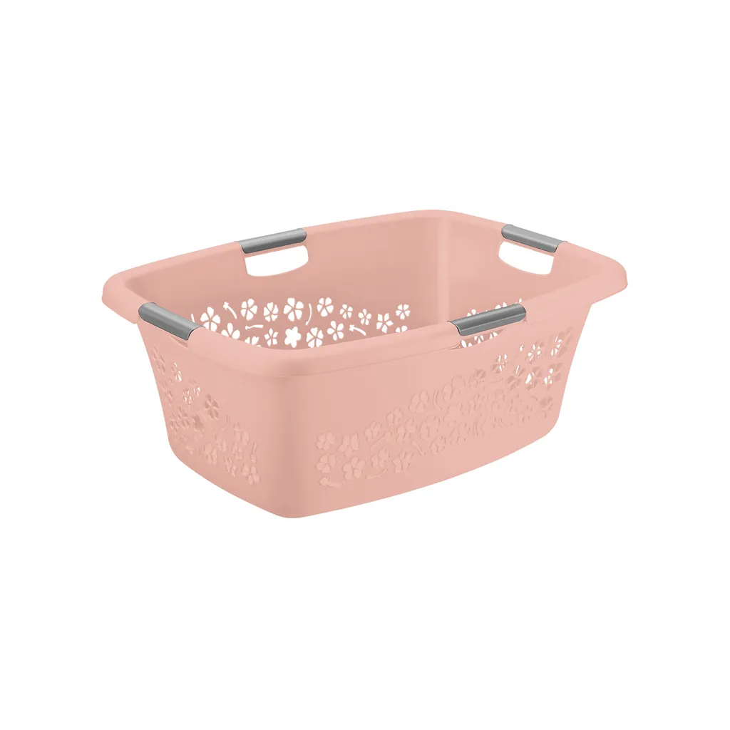 ROTHO Wäschekorb 50 L FLOWERS, Farbe:Linnea Pink Ged. – Bild 3