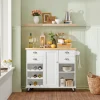 SoBuy KNL03-WN Küchenwagen Kücheninsel Mit 1 Handtuchhalter Küchenschrank Rollwagen Sideboard Auf Rollen Küchentrolley Servierwagen Mit Flaschenablagen Und Schublade BHT Ca.: 107x93x45cm